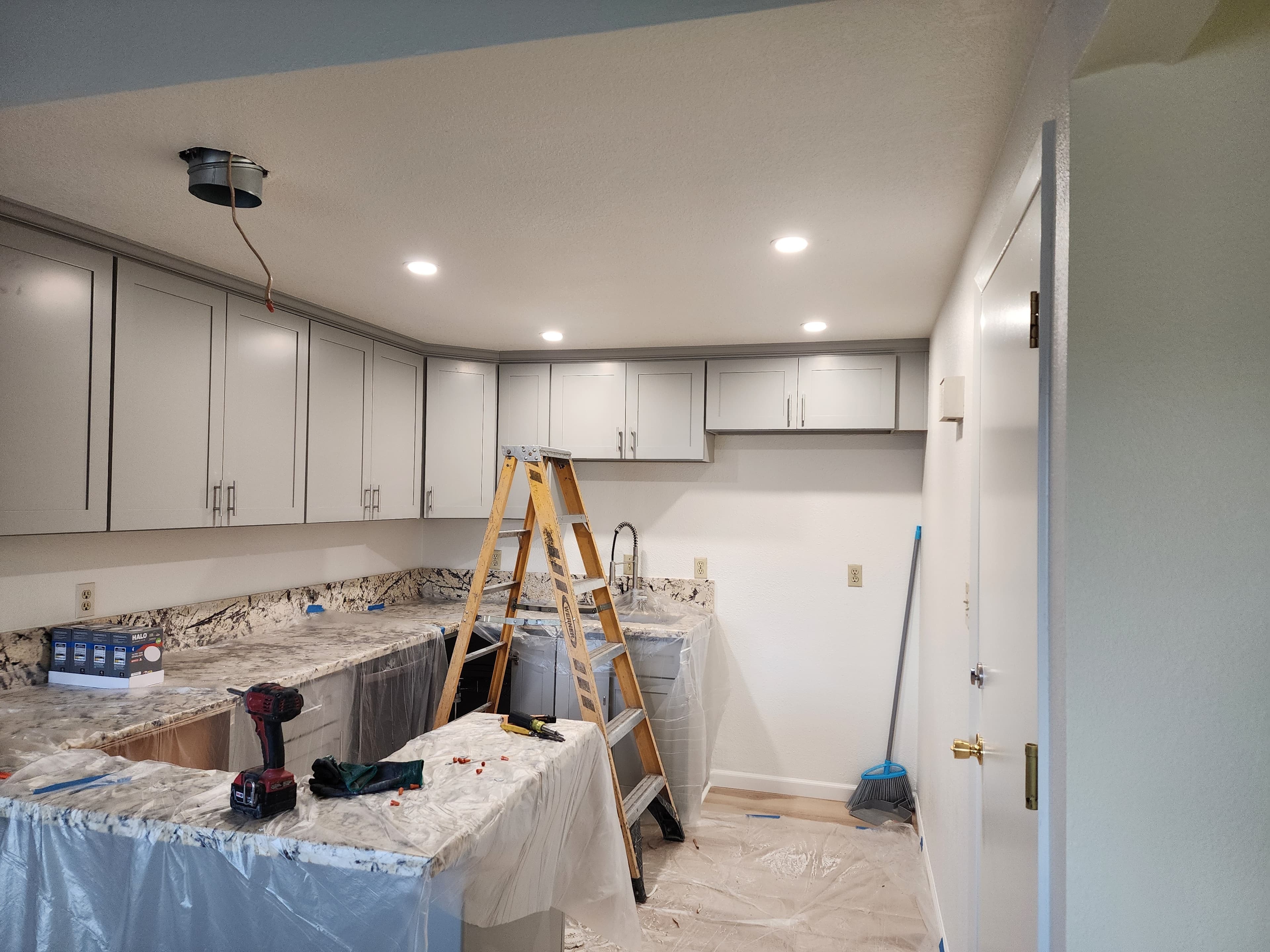 Kitchen remodel with new recessed LED lighting