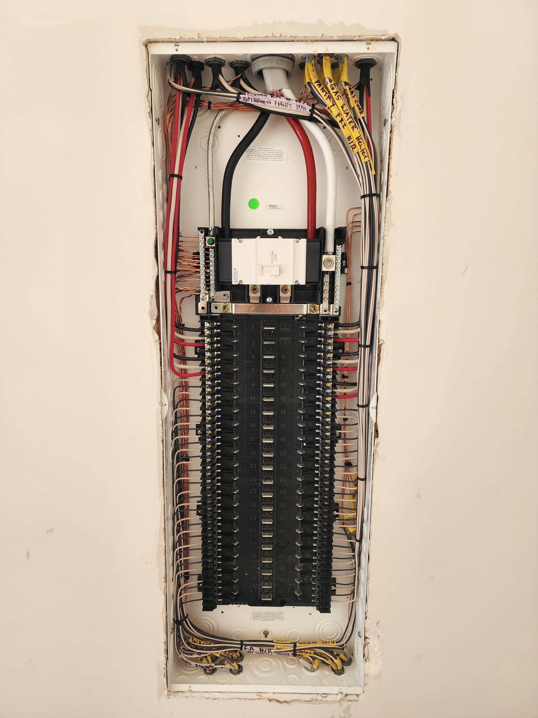 Leviton 200A smart load center with 42 neatly labeled circuits in Roseville, CA